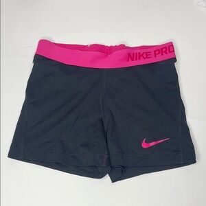 Nike Black and Pink Compression Shorts for Training